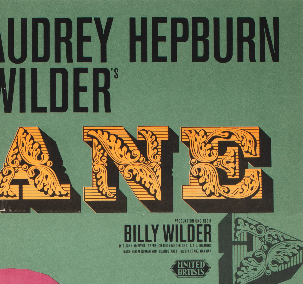 Love in the Afternoon R1960s German 1 Sheet Film Movie Poster - detail