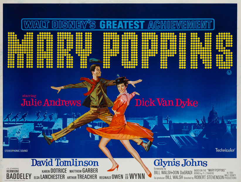 Mary Poppins 1964 UK Quad original film movie poster