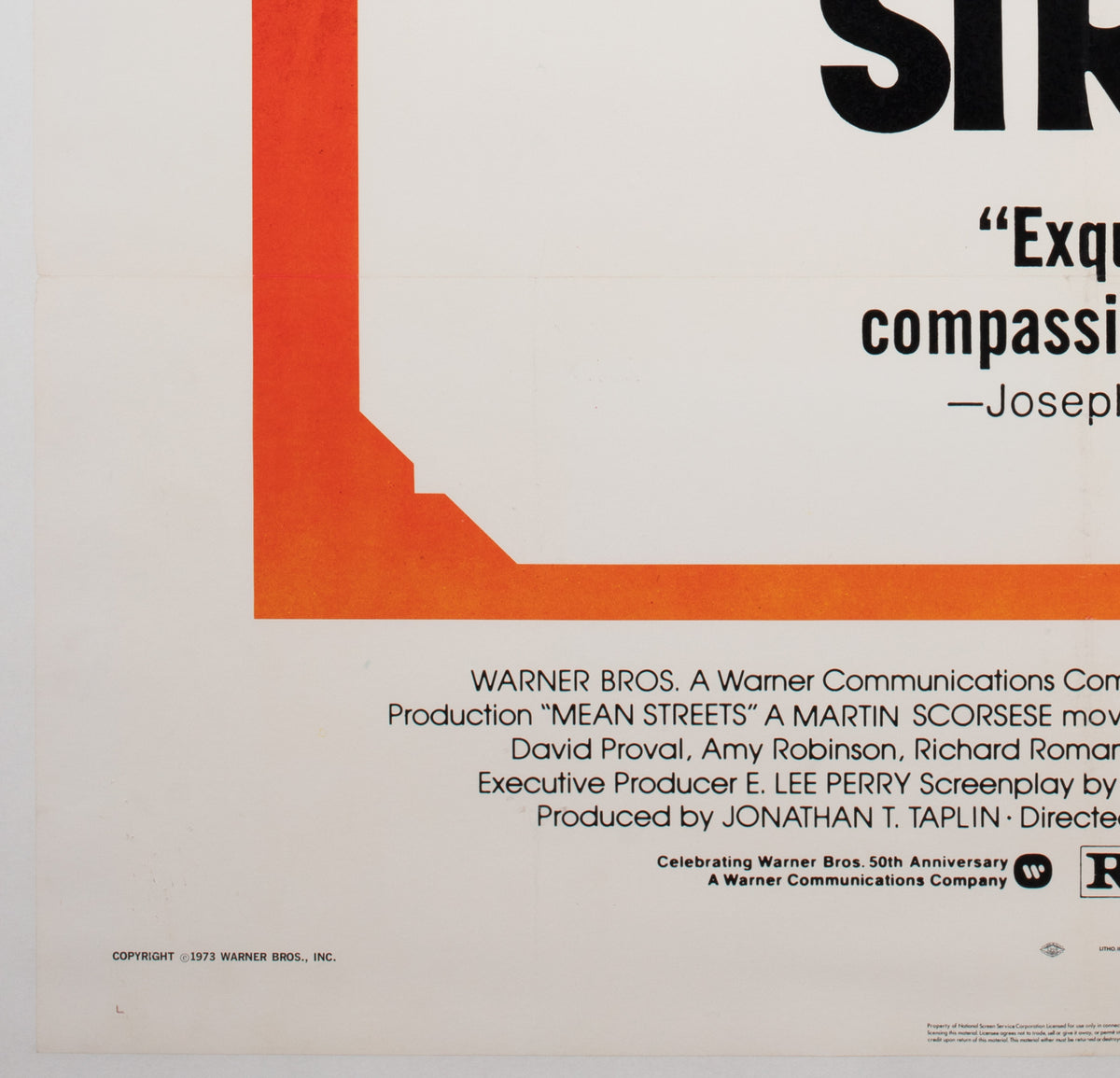 Mean Streets 1973 US 1 Sheet Film Poster - detail