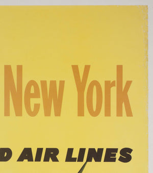 New York 1960s United Air Lines Travel Poster, Stan Galli - detail