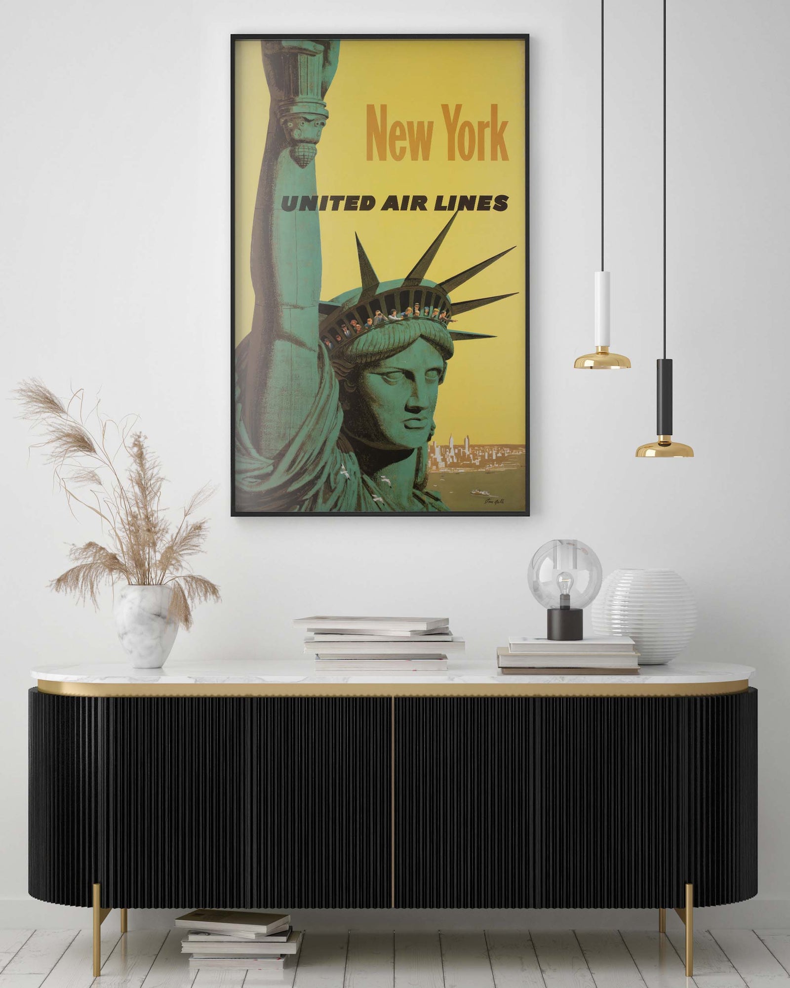 New York 1960s United Air Lines Travel Poster, Stan Galli