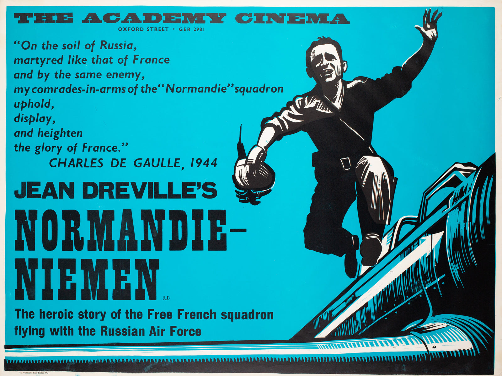 Normandie Niemen 1960 Academy Cinema UK Quad Film Poster, Peter Strausfeld