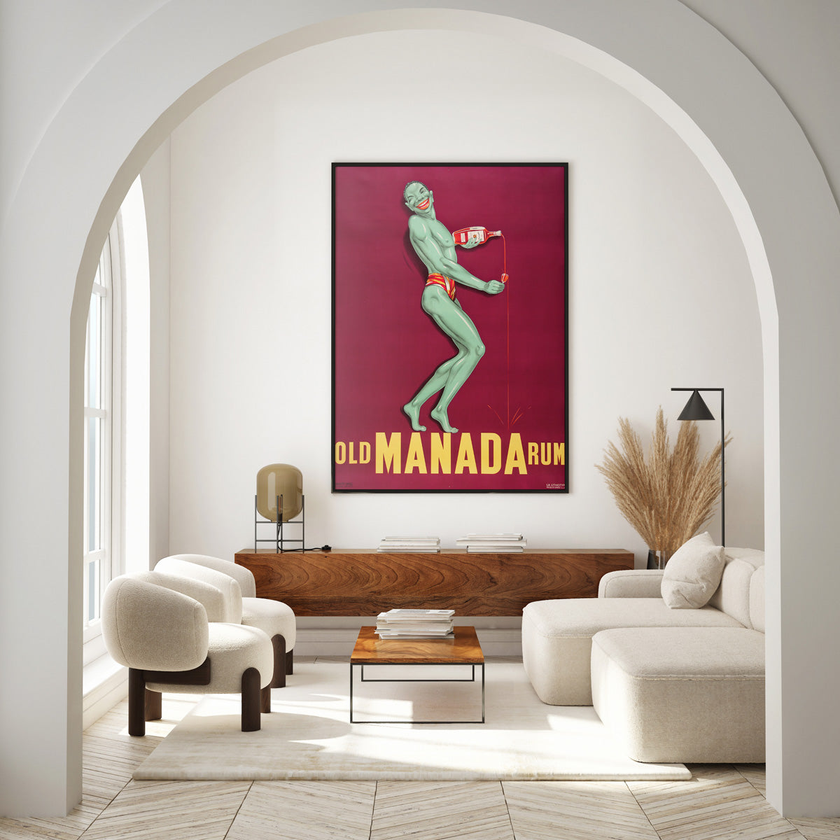 Old Manada Rum c1930 Vintage French Alcohol Advertisment Poster