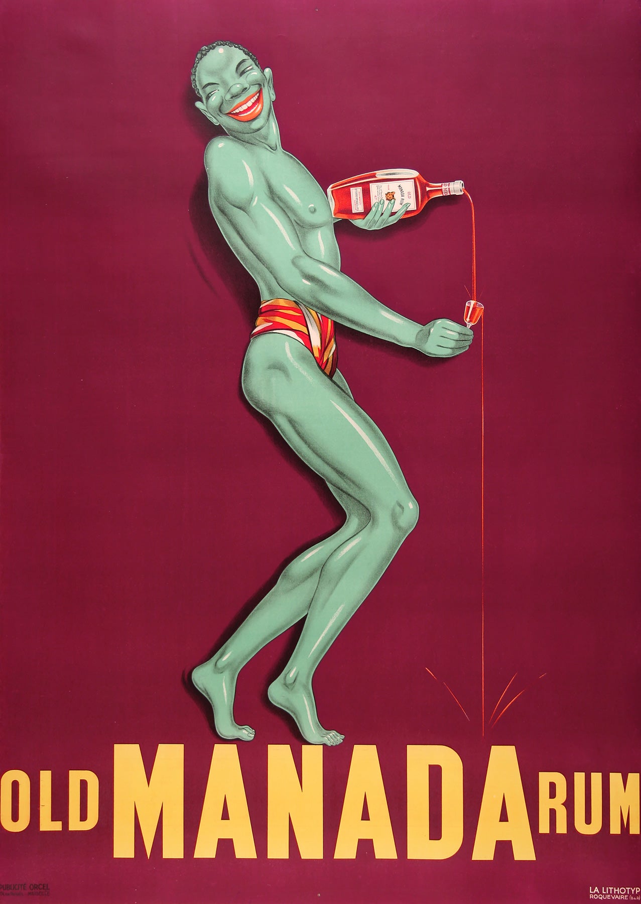 Old Manada Rum c1930 Vintage French Alcohol Advertisment Poster