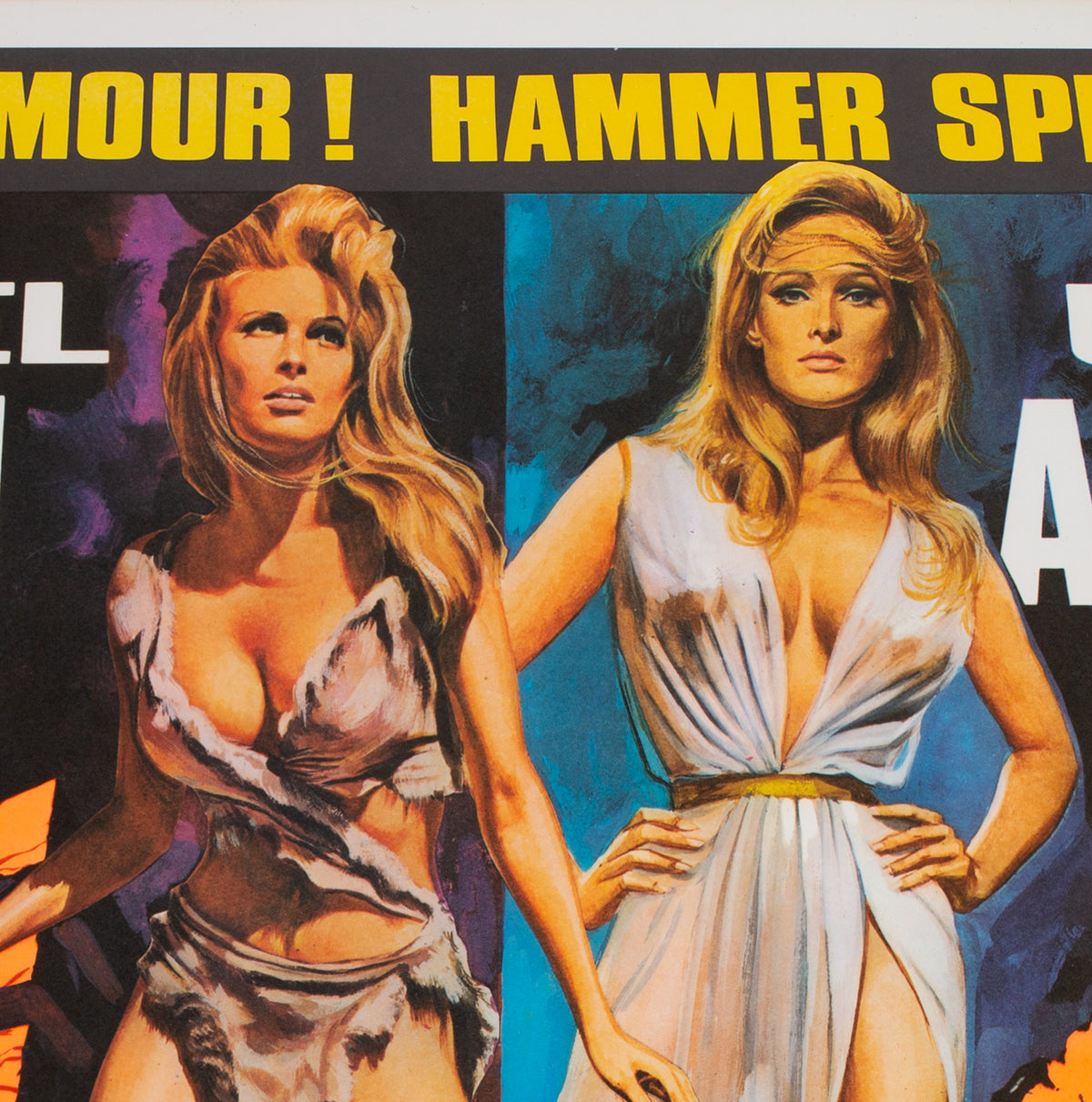 One Million Years BC/She Double Bill 1968 original UK quad film poster - detail