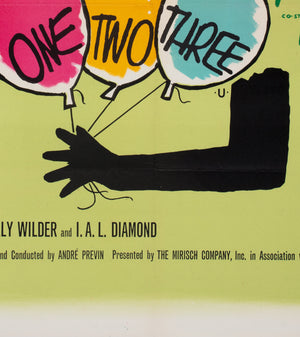 One, Two, Three 1961 UK Quad Film Movie Poster, Saul Bass - detail