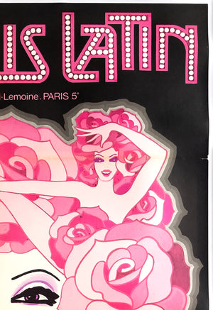 Paradis Latin Nuit de Paradis 70s French Cabaret Advertising Poster, Fonteneau - detail