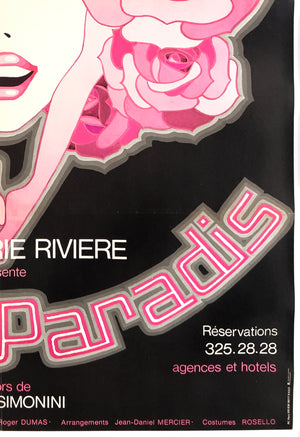 Paradis Latin Nuit de Paradis 70s French Cabaret Advertising Poster, Fonteneau - detail