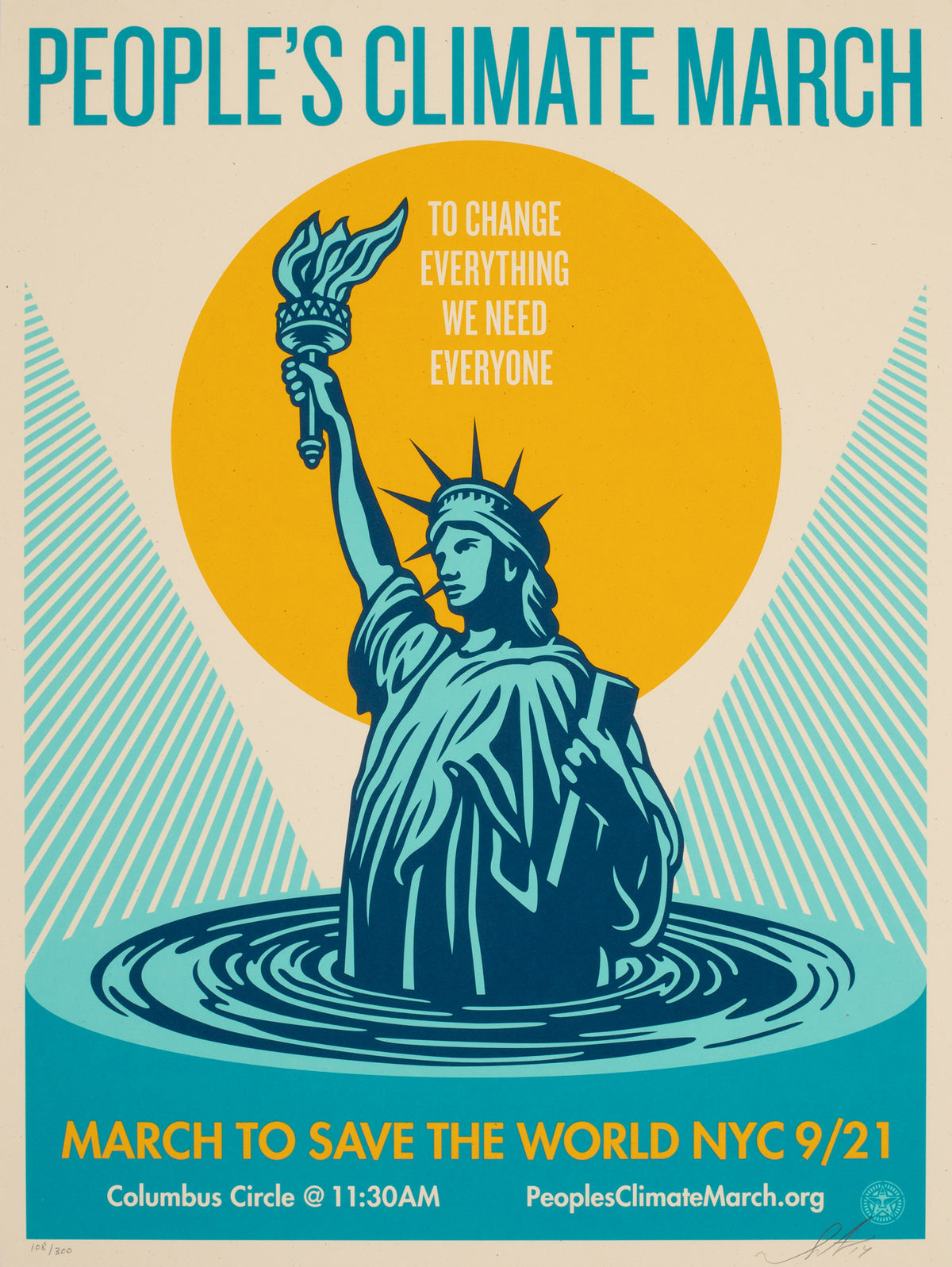 People's Climate March 2014 Protest Signed Limited Edition Print, Shepard Fairey