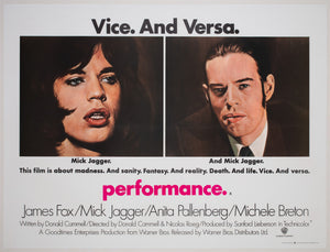Performance 1970 UK Quad Film Movie Poster