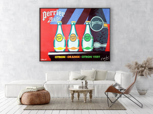 Perrier Zeste 1987 Vintage French Drinks Advertising Poster, Bernard Villemot