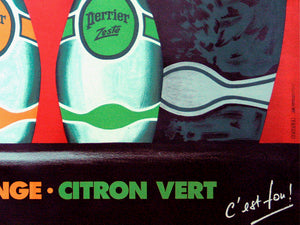 Perrier Zeste 1987 Vintage French Drinks Advertising Poster, Bernard Villemot - detail