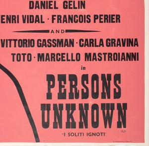 Charmants Garcons/ Persons Unknown 1959 Academy Cinema UK Quad Film Poster, Strausfeld - detail