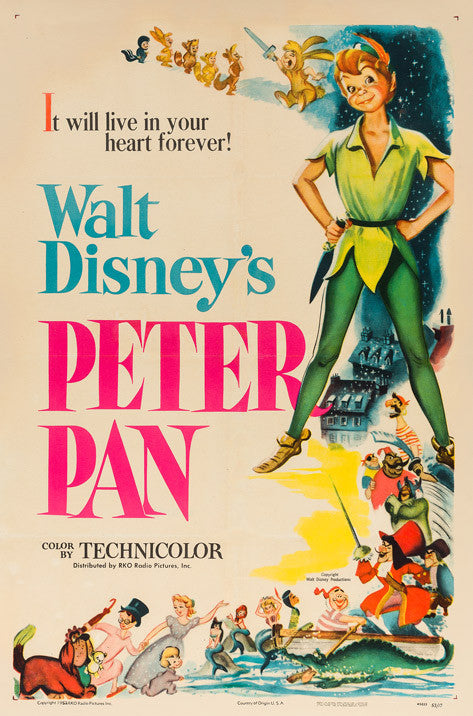 Peter Pan original film movie poster 1953 Disney