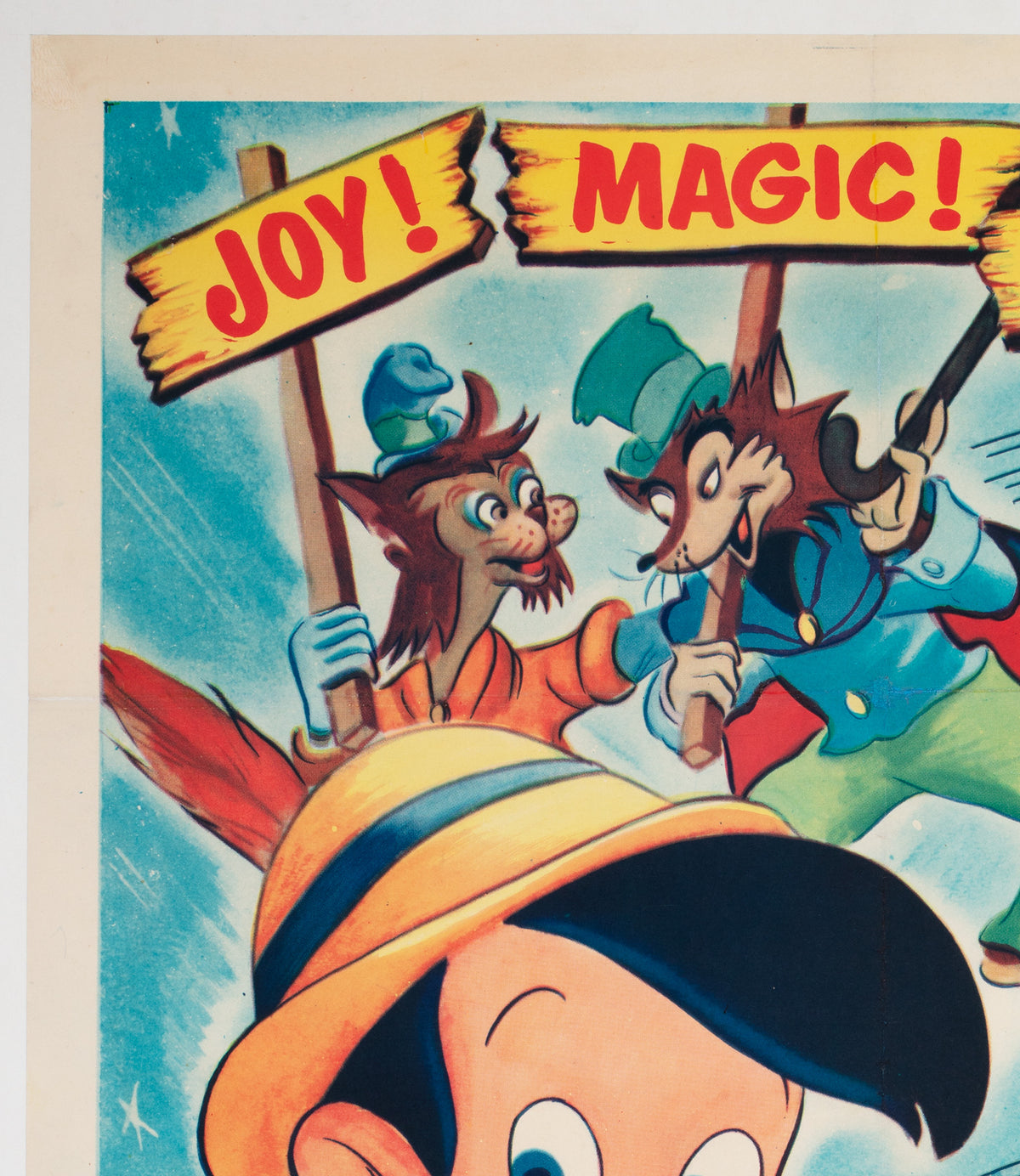 Pinocchio R1954 US 1 Sheet Film Poster, Disney - detail