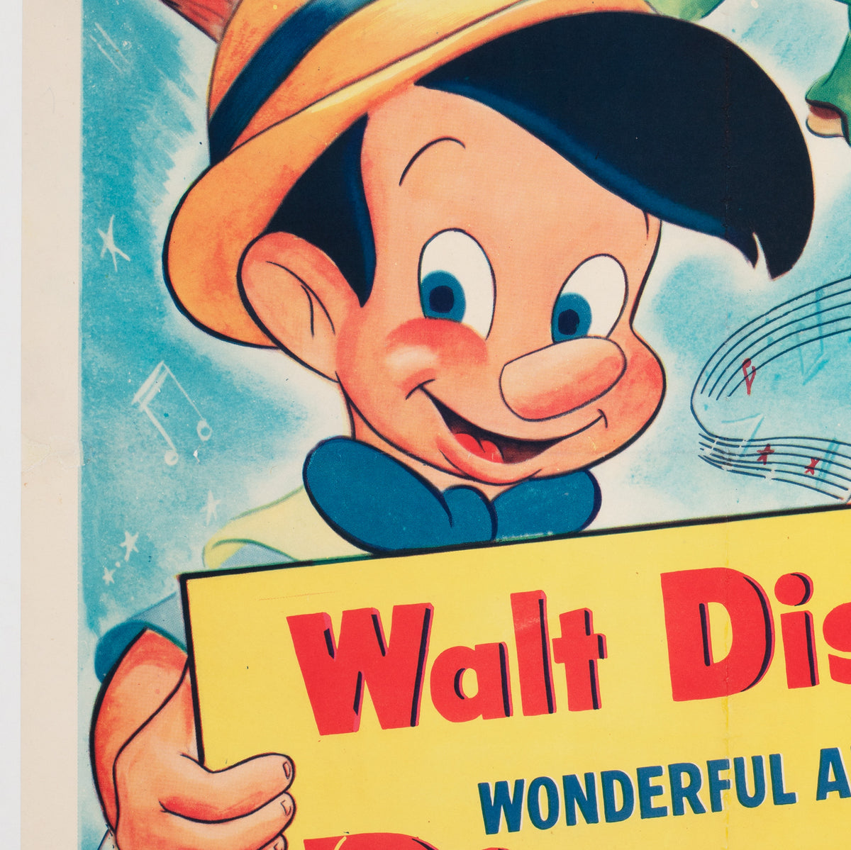 Pinocchio R1954 US 1 Sheet Film Poster, Disney - detail