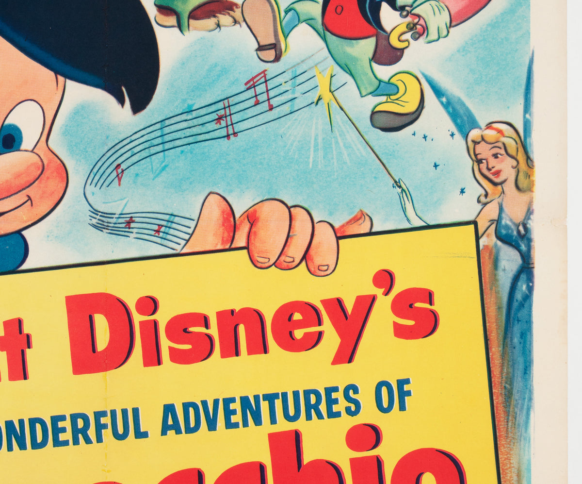 Pinocchio R1954 US 1 Sheet Film Poster, Disney - detail