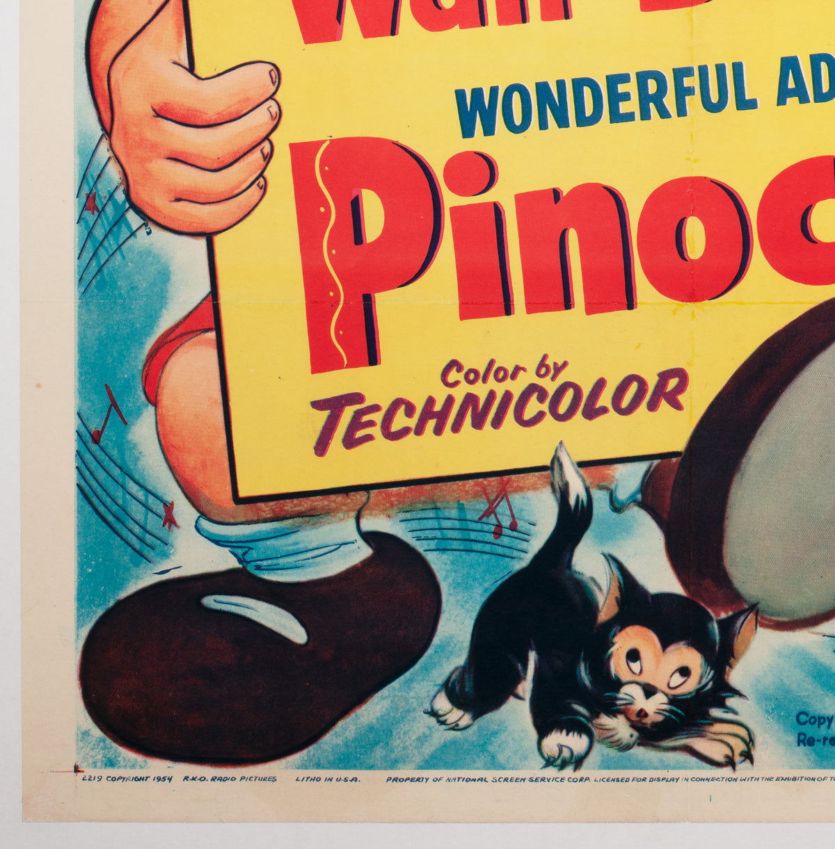 Pinocchio R1954 US 1 Sheet Film Poster, Disney - detail