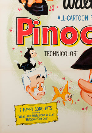 Pinocchio R1971 US 1 Sheet Film Movie Poster Disney - detail 1