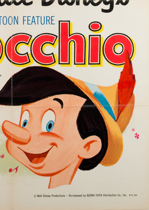 Pinocchio R1971 US 1 Sheet Film Movie Poster Disney - detail 2