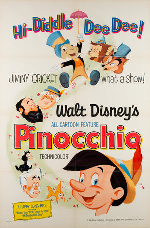 Pinocchio R1971 US 1 Sheet Film Movie Poster Disney