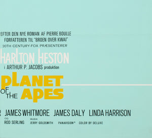Planet of the Apes 1968 Danish Film Movie Poster - detail