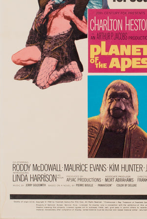 Planet of the Apes 1968 US Window Card Film Poster - detail