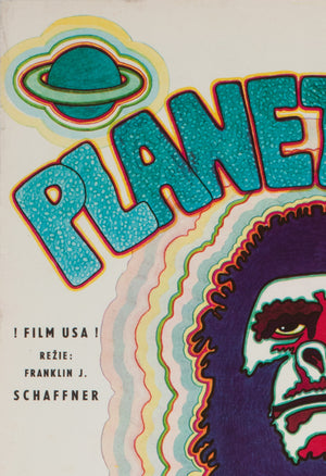 Planet of the Apes 1970 Czech A3 Film Movie Poster, Vratislav Hlavaty - detail