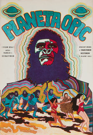Planet of the Apes 1970 Czech A3 Film Movie Poster, Vratislav Hlavaty