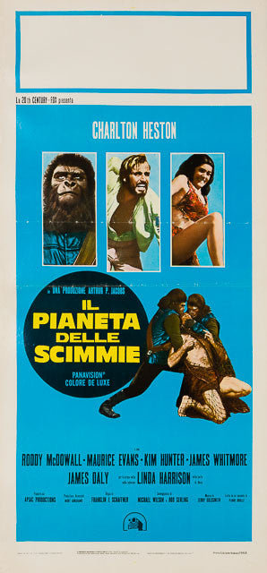 Planet of the Apes 1968 original vintage Italian Locandina film movie poster