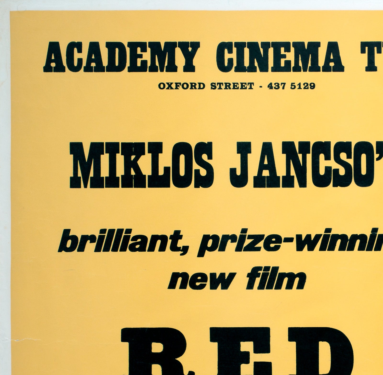 Red Psalm 1973 Academy Cinema UK Quad Film Poster, Strausfeld - detail