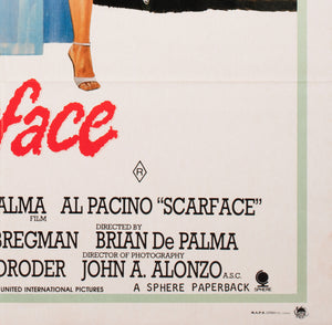 Scarface 1983 Australian 1 Sheet Film Movie Poster - detail