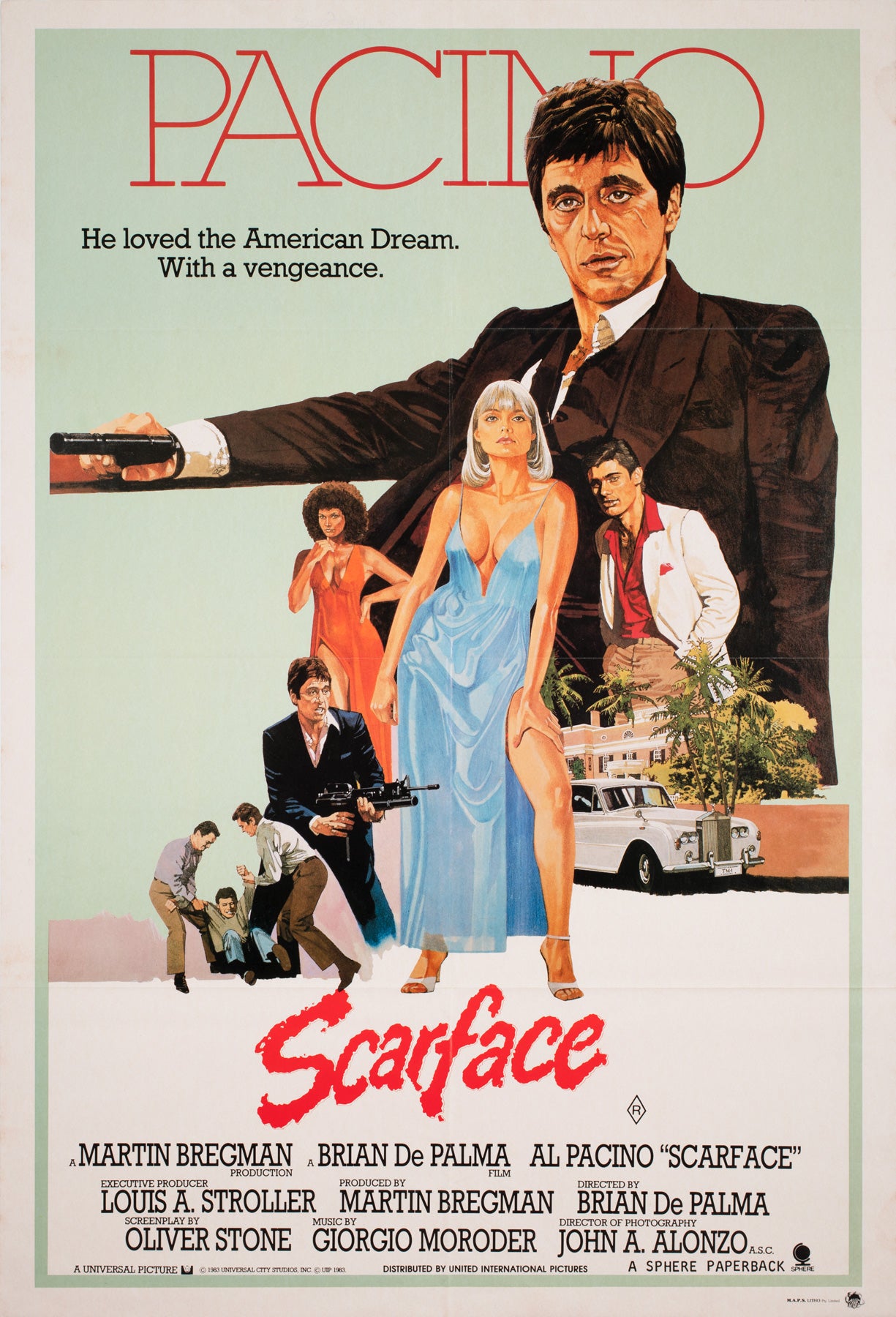 Scarface 1983 Australian 1 Sheet Film Movie Poster