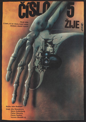 Short Circuit 1989 Czech A3 Film Movie Poster, Zdenek Vlach