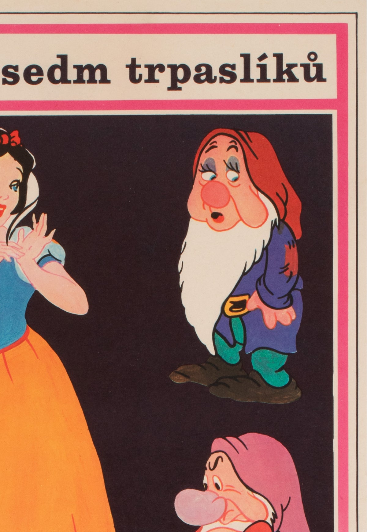 Snow White and the Seven Dwarfs R1970 Czech A3 Film Movie Poster - detail