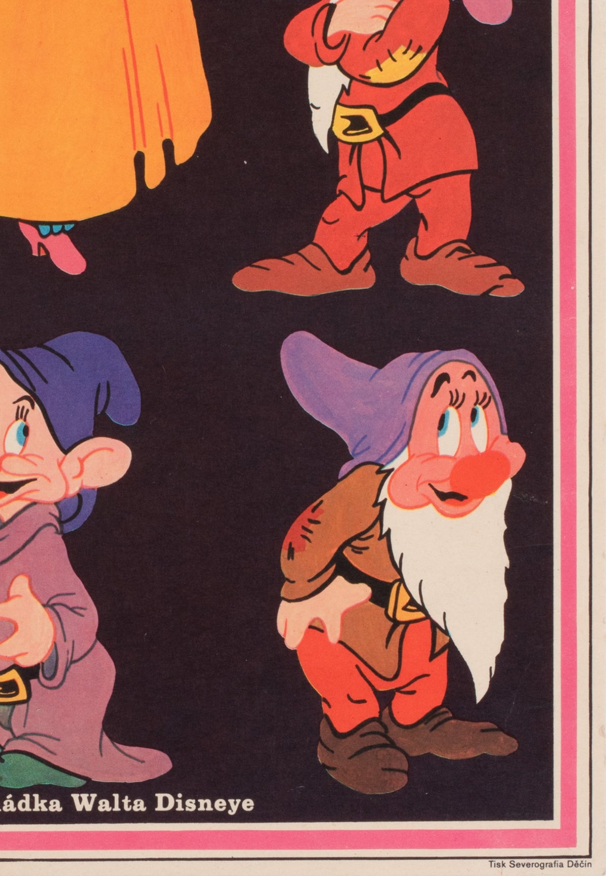 Snow White and the Seven Dwarfs R1970 Czech A3 Film Movie Poster - detail