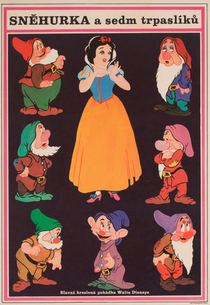Snow White and the Seven Dwarfs R1970 Czech A3 Film Movie Poster