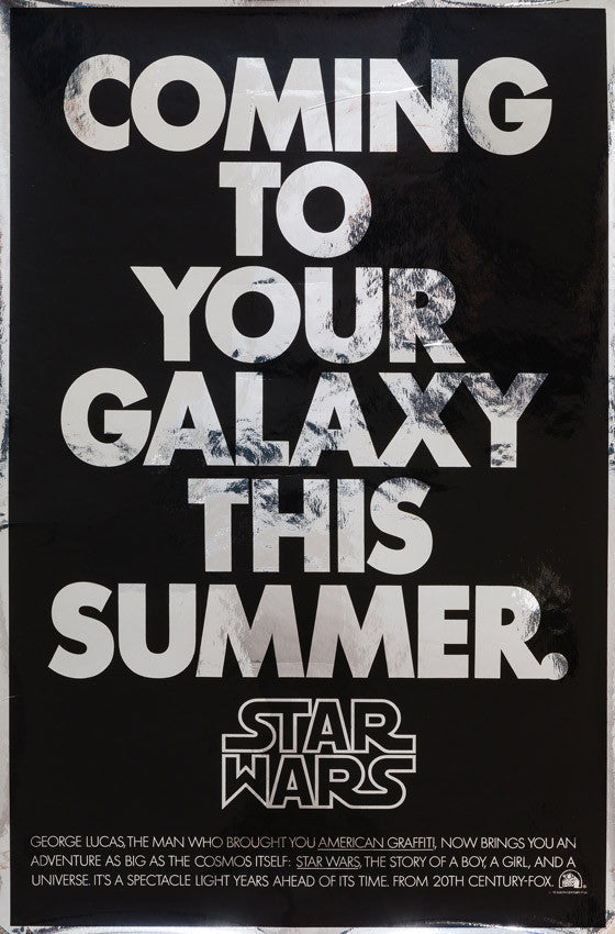 Star Wars 1977 US 1 Sheet Advance Silver Mylar original film movie poster