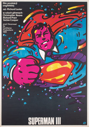 Superman 3 1985 Polish B1 Film Poster, Waldemar Swierzy