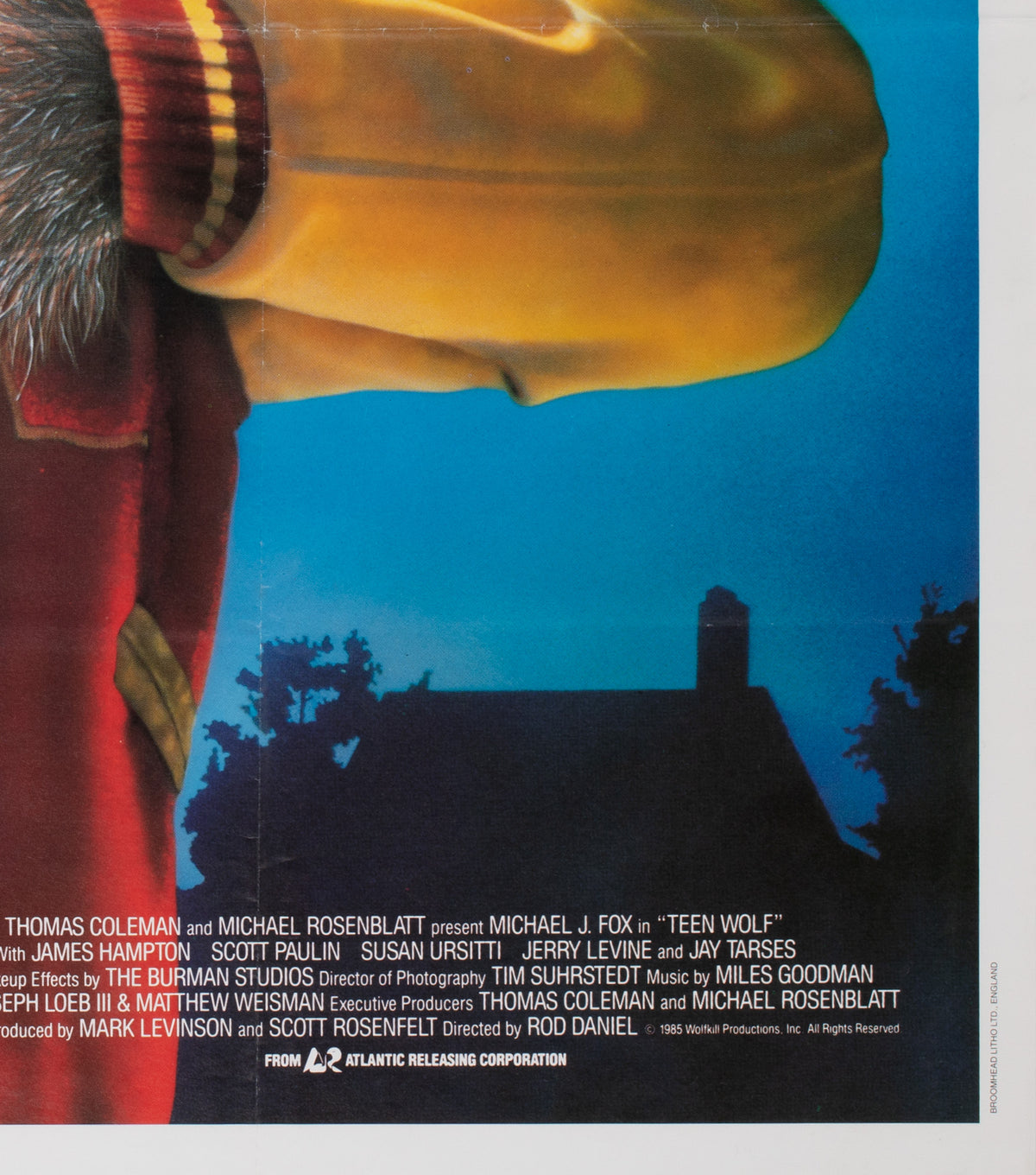 Teen Wolf 1985 UK Quad Film Movie Poster, Cowell - detail