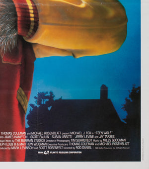Teen Wolf 1985 UK Quad Film Movie Poster, Cowell - detail