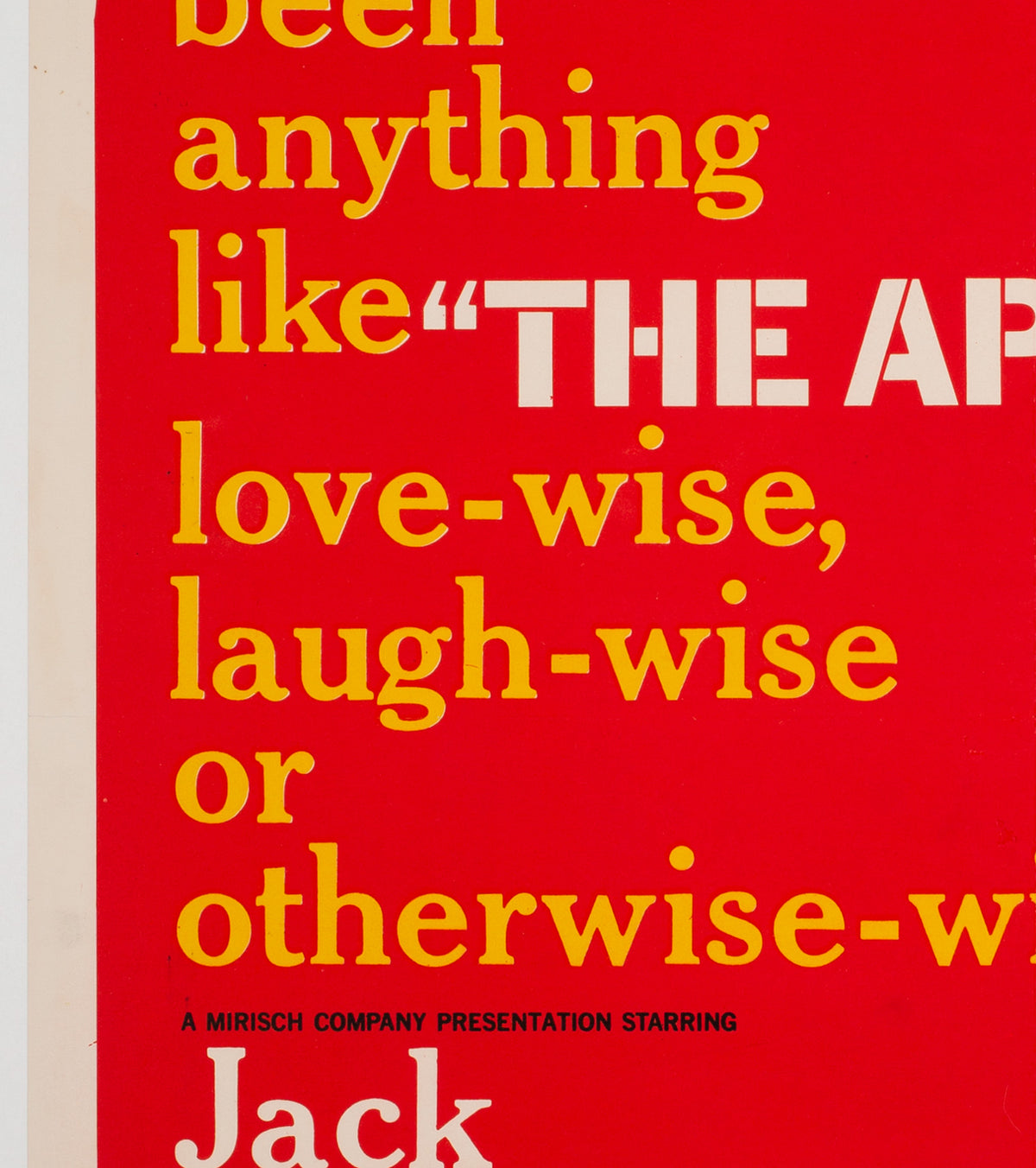 The Apartment 1960 US 1 Sheet Film Movie Poster - detail