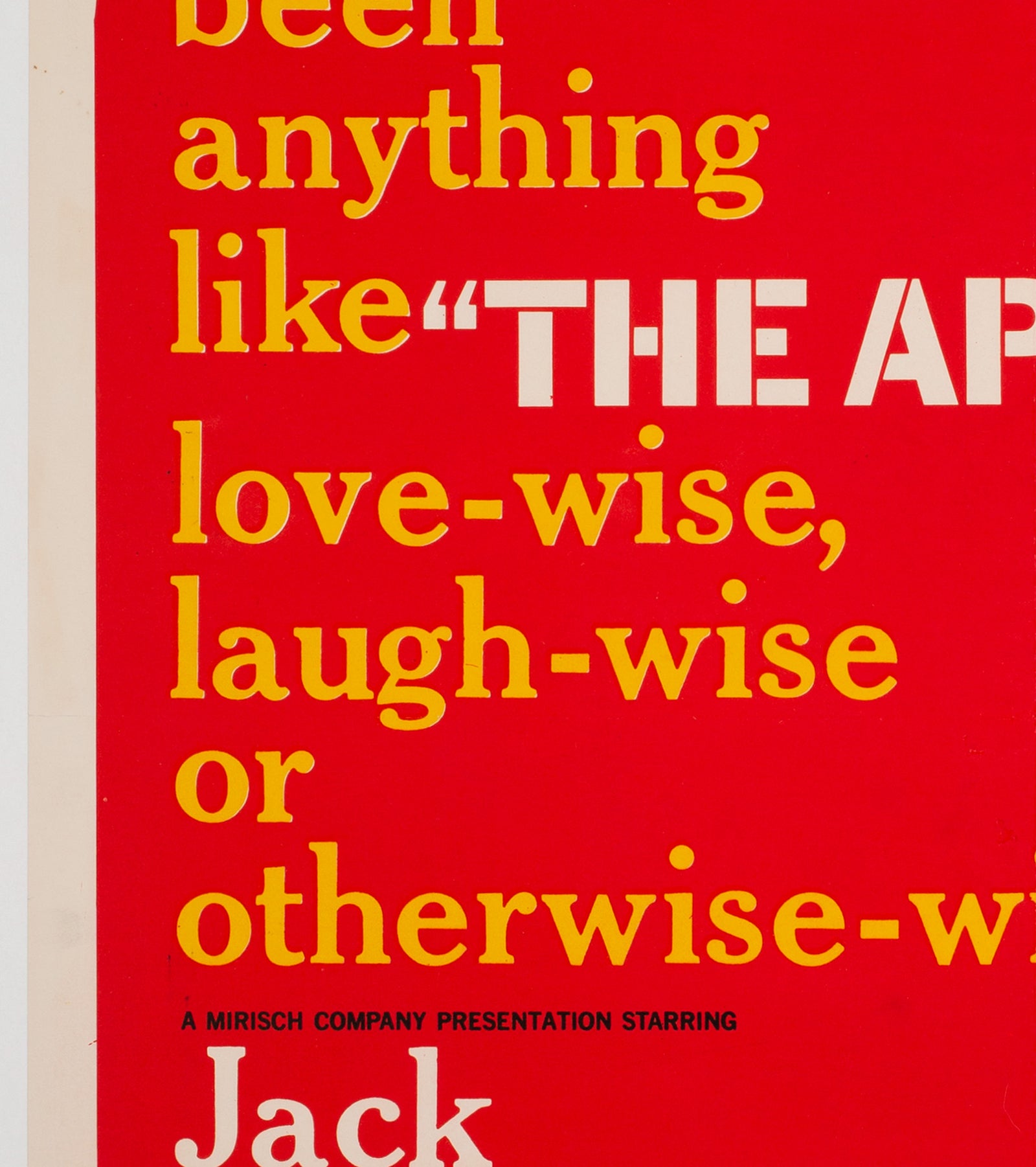 The Apartment 1960 US 1 Sheet Film Movie Poster - detail