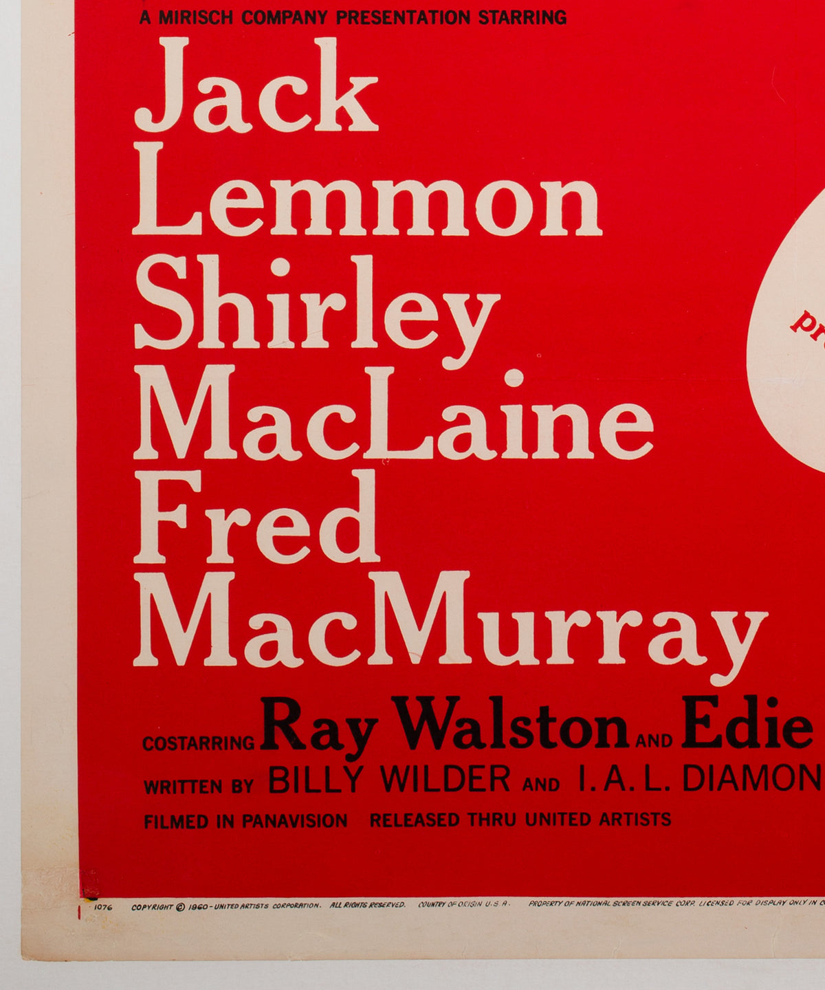 The Apartment 1960 US 1 Sheet Film Movie Poster - detail