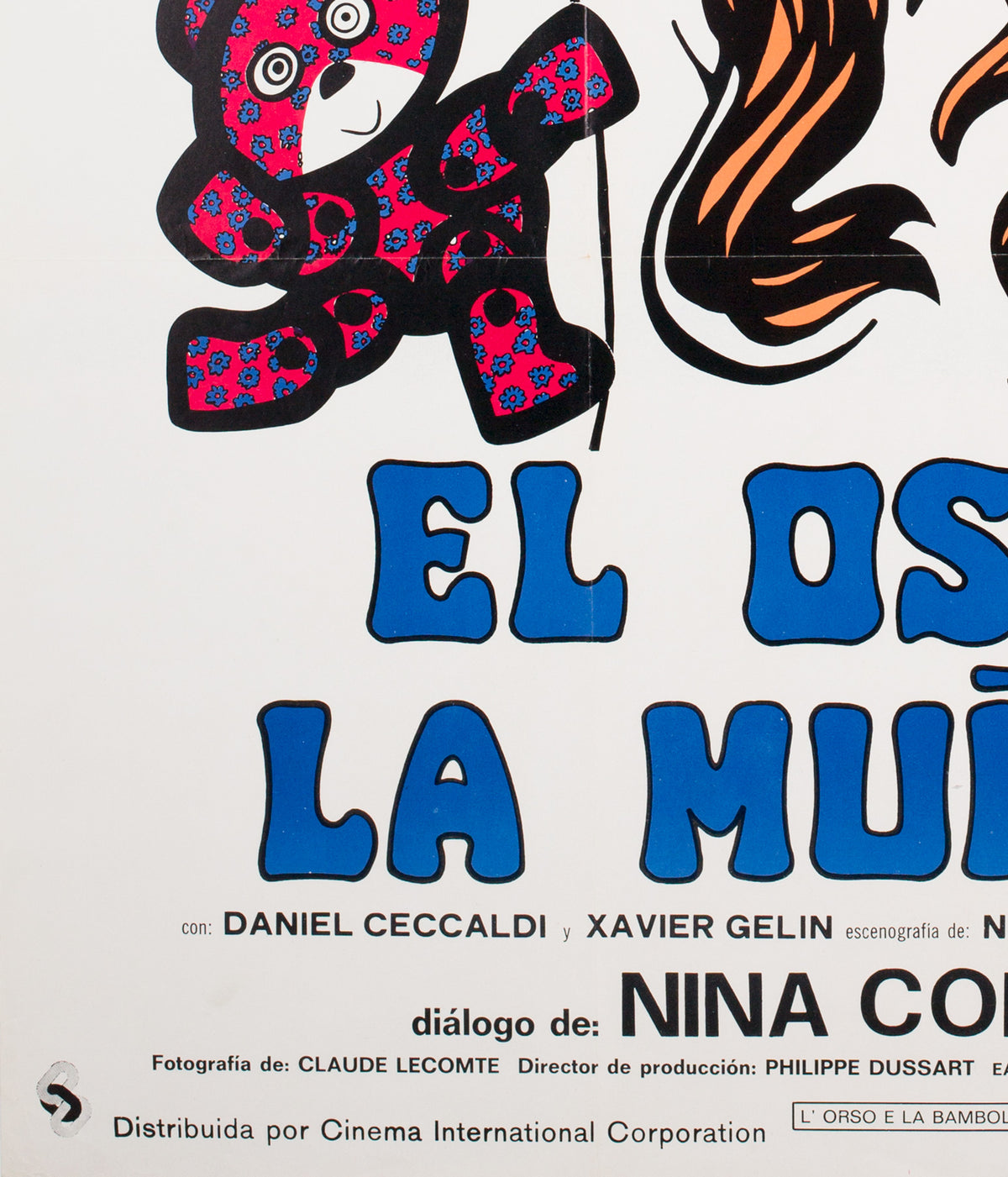 The Bear and the Doll 1969 South American Film Poster, DeRossi - detail