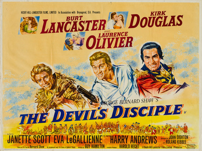 The Devil's Disciple 1959 original vintage UK quad film movie poster - Burt Lancaster, Kirk Douglas and Laurence Olivier