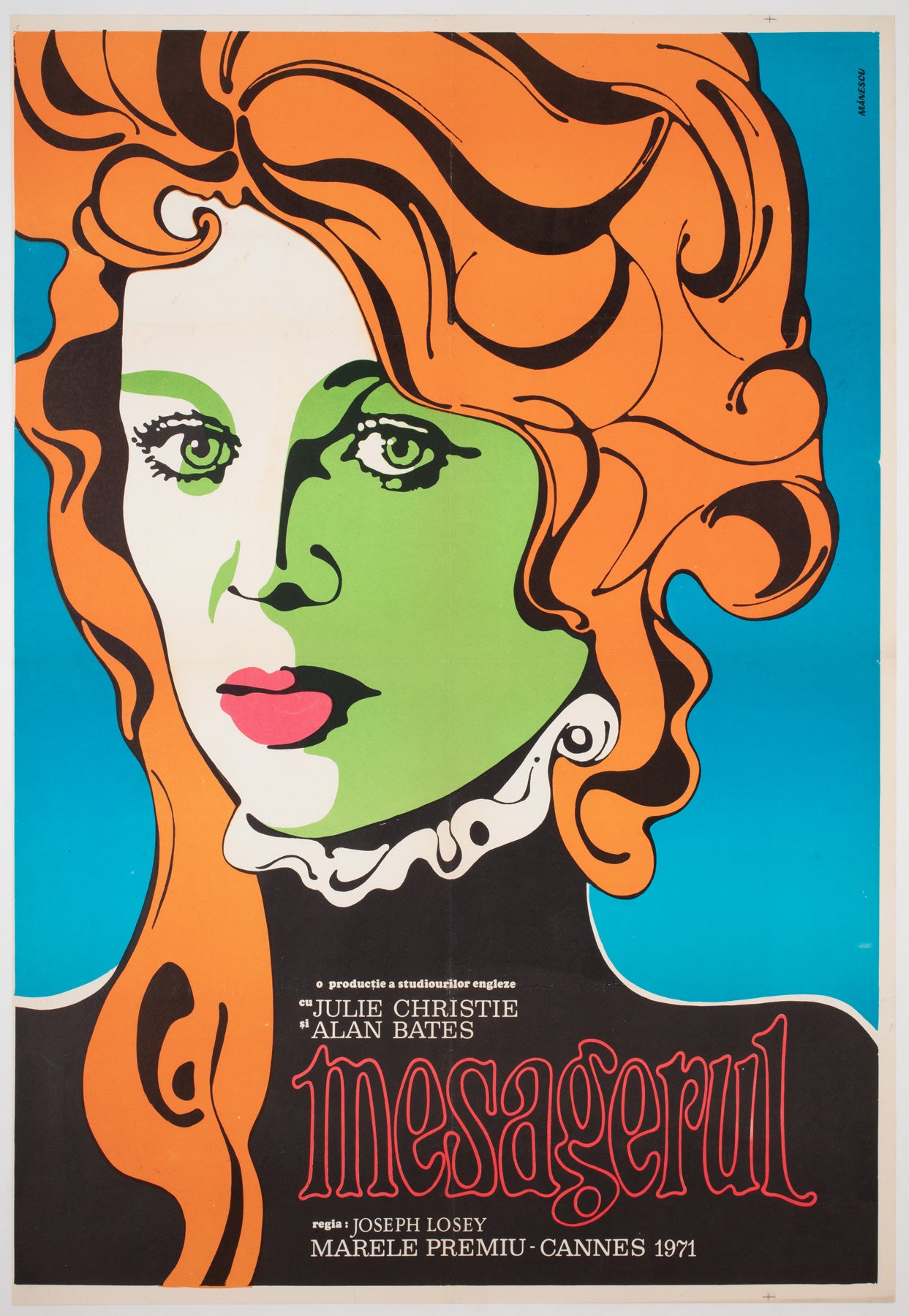 The Go-Between 1971 Romanian Film Poster, Manescu