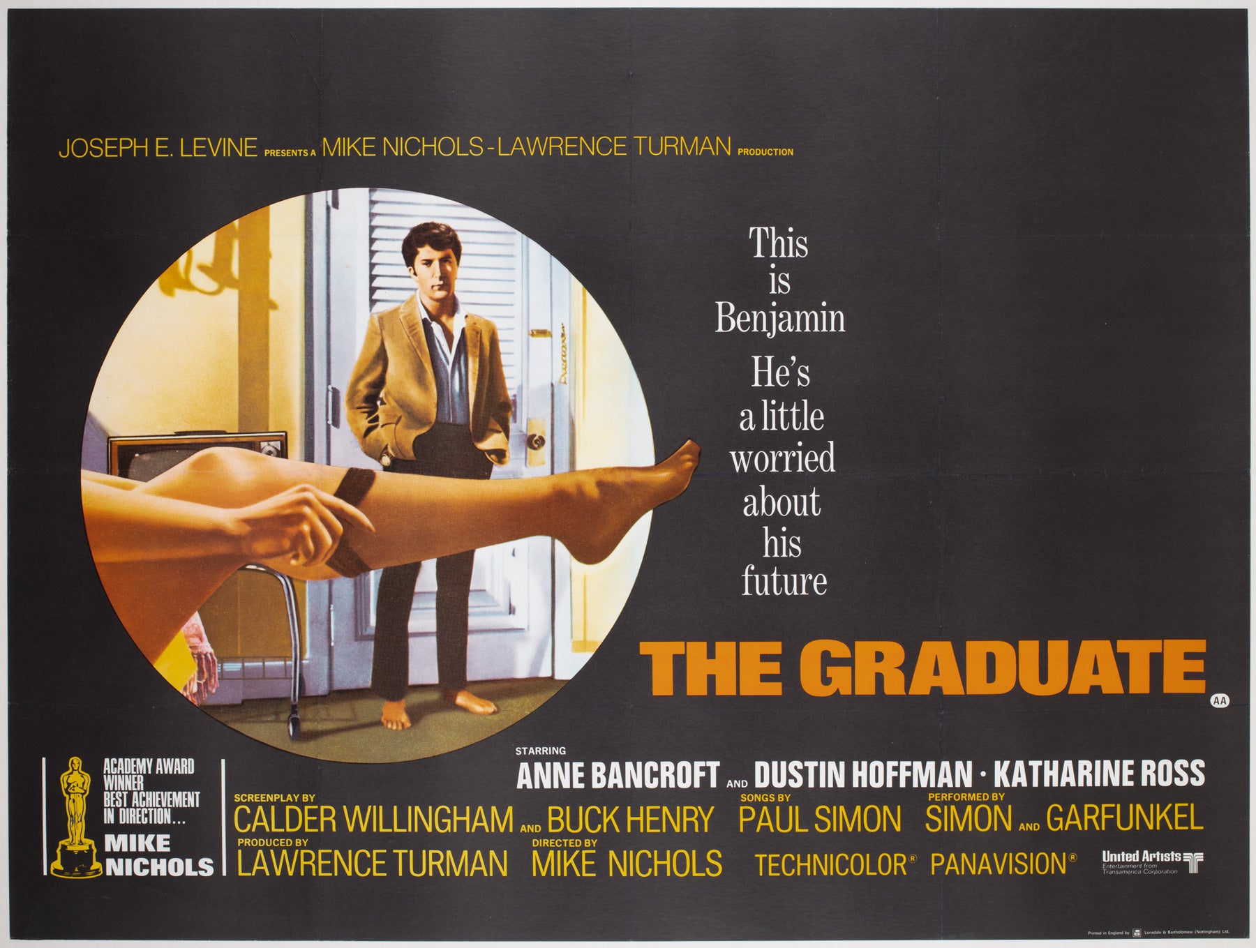 The Graduate 1967 UK Quad Film Poster