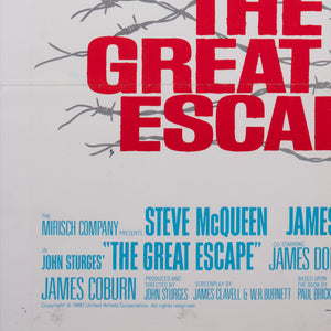 The Great Escape R1980 US International Film Movie Poster, Frank McCarthy - detail