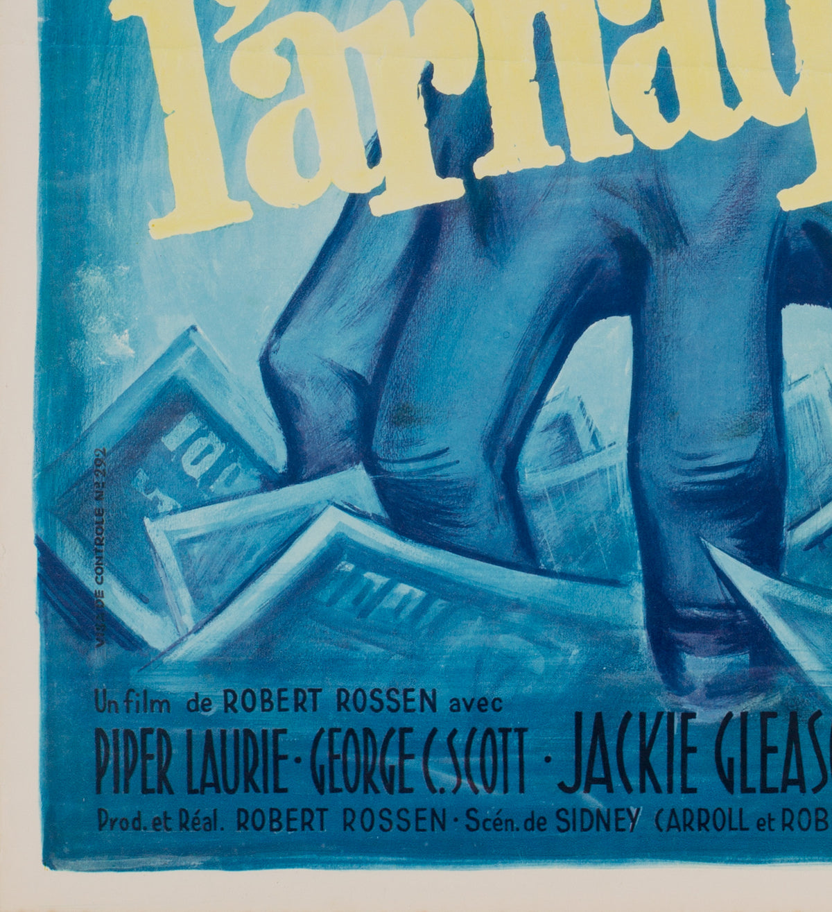 The Hustler 1962 French Petite Film Poster, Grinsson - detail